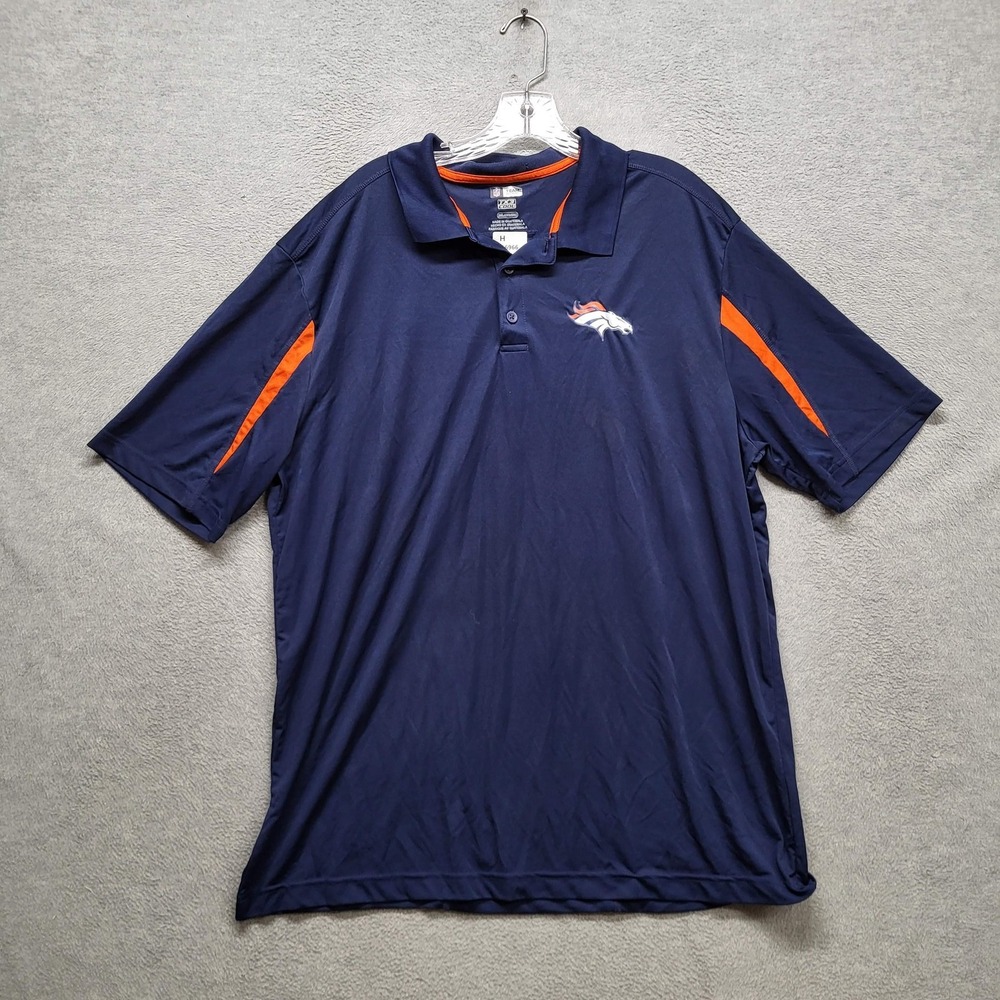 Denver Broncos Men Polo 2XL Navy NFL Team Apparel Bronco Logo TX3 Cool